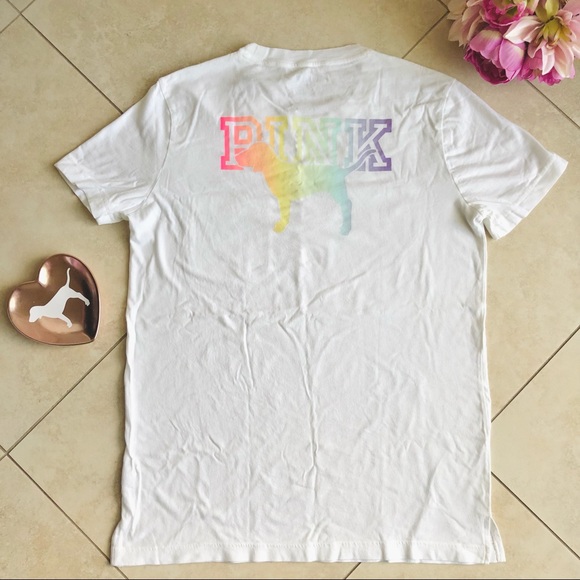 NWT VS PINK Campus Rainbow Gradient Tee(S) + Tank(M) + Leggings(M) SET - Picture 3 of 16